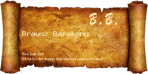 Brausz Barakony névjegykártya